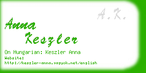 anna keszler business card